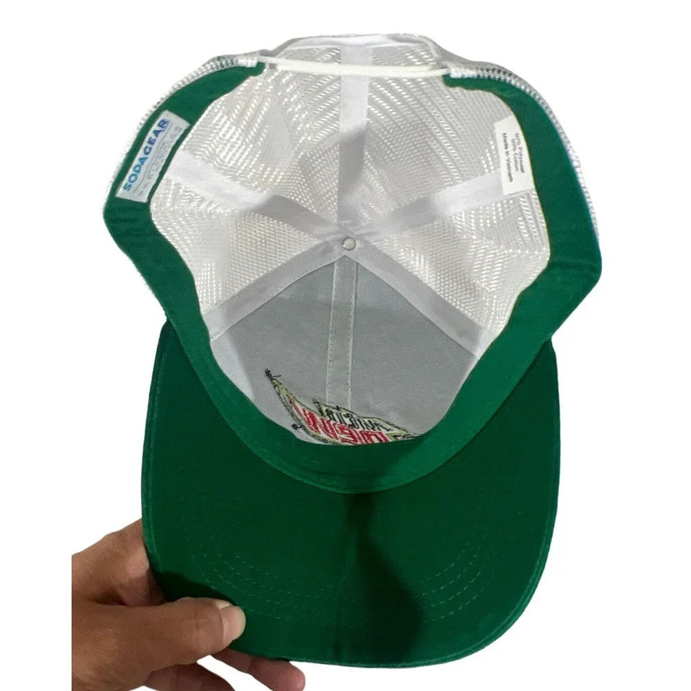 Mtn Mountain DEW Logo Soda Pop White‎ Green Mesh Snapback Cap Hat Trucker